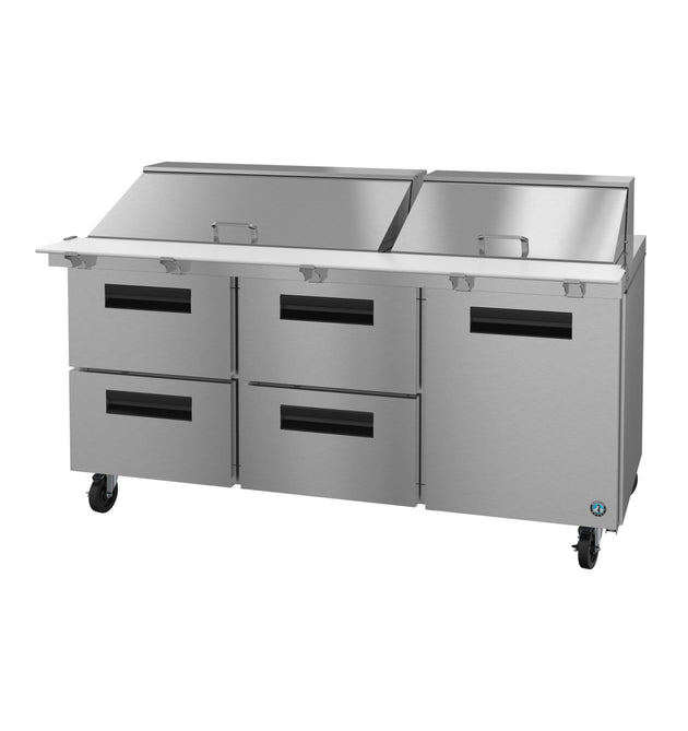 Hoshizaki SR72B-30MD4 72 inch mega top prep table refrigerator with one door and four drawers