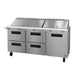 Hoshizaki SR72B-30MD4 72 inch mega top prep table refrigerator with one door and four drawers