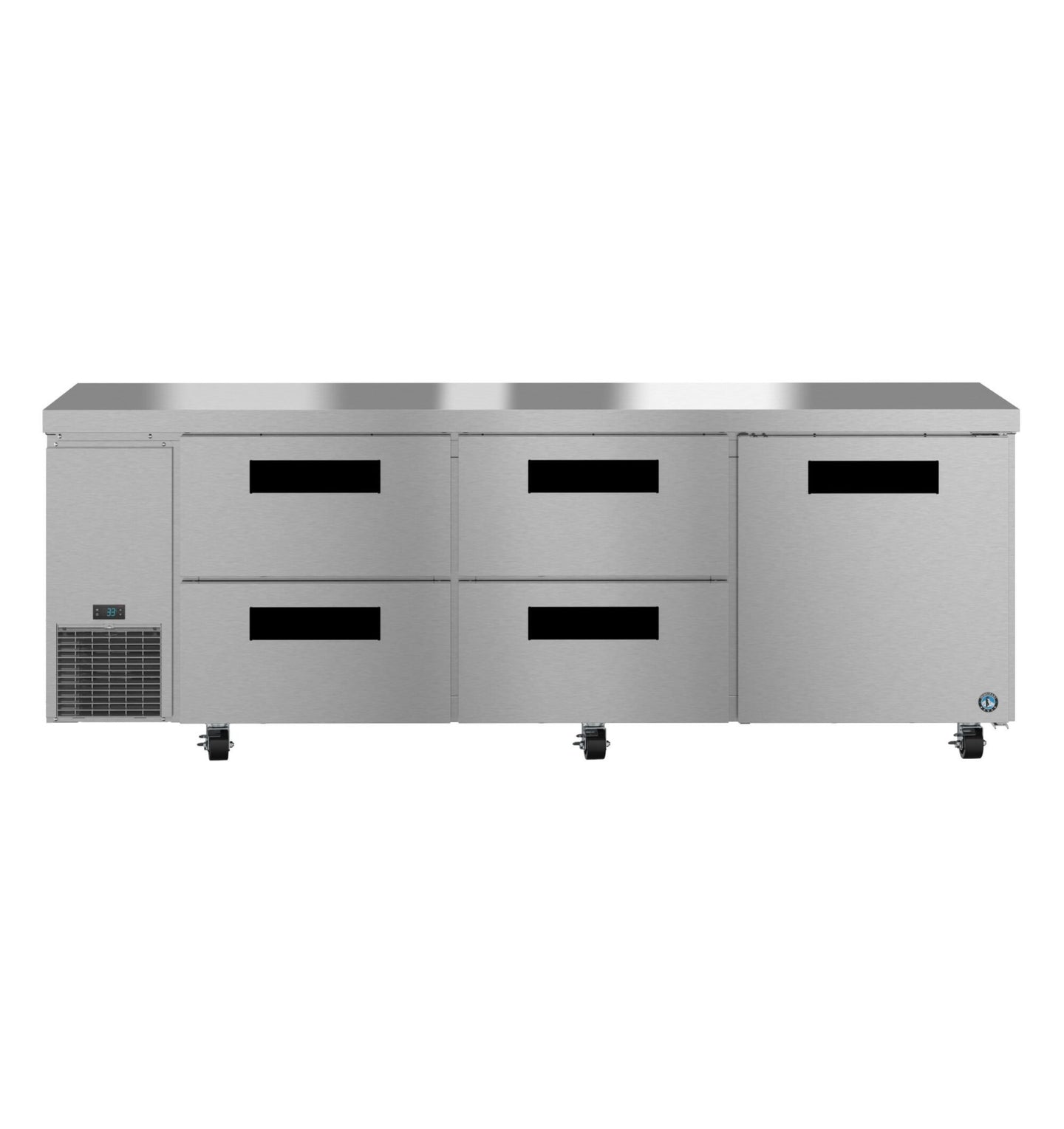 Hoshizaki ULR93B-D4 93 inch three section undercounter refrigerator front view