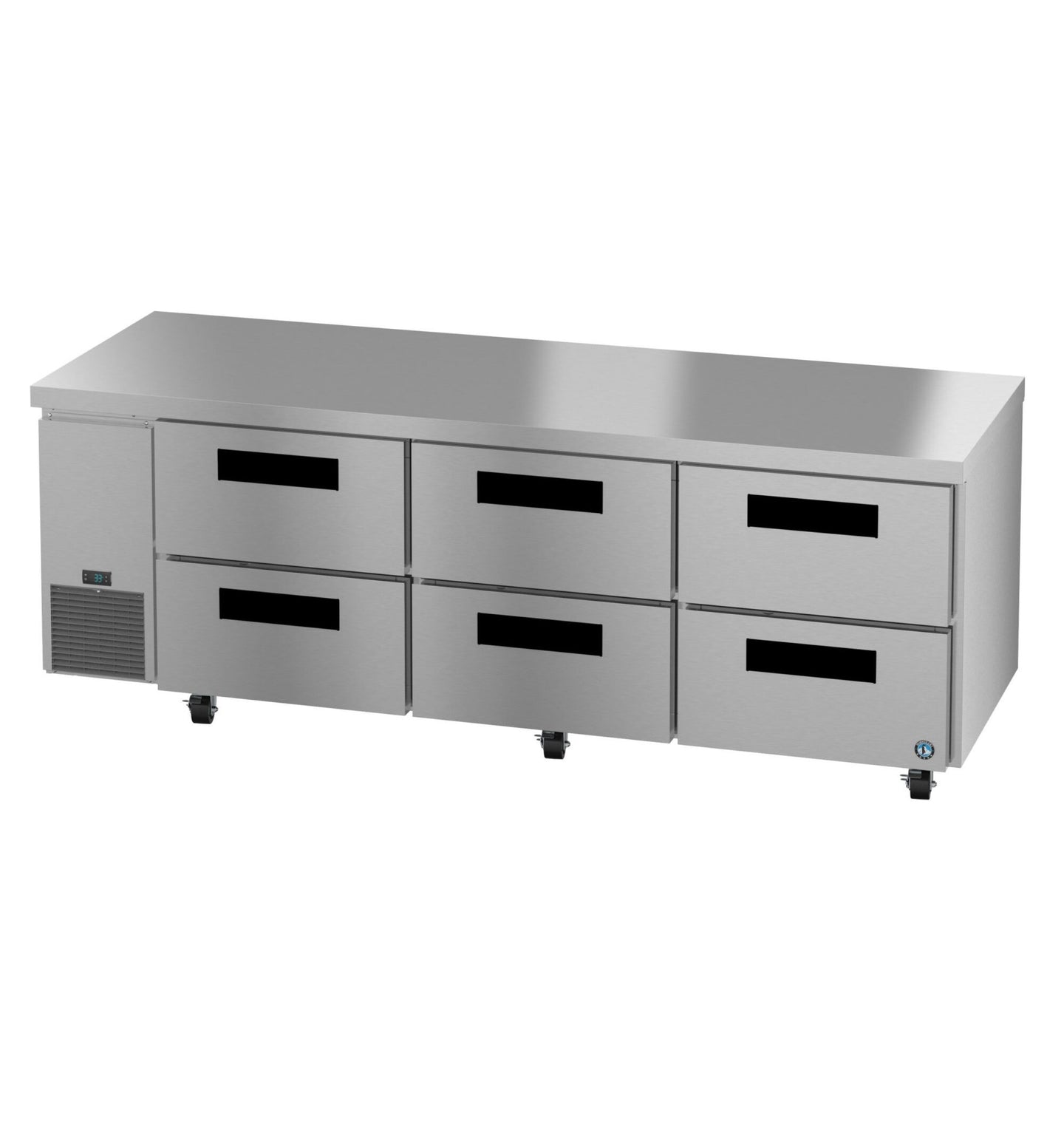Hoshizaki ULR93B-D6 undercounter refrigerator angled view showing drawer fronts