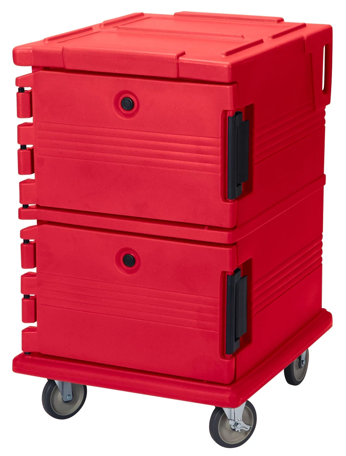 Cambro UPC1200158 insulated food transport cart in Hot Red