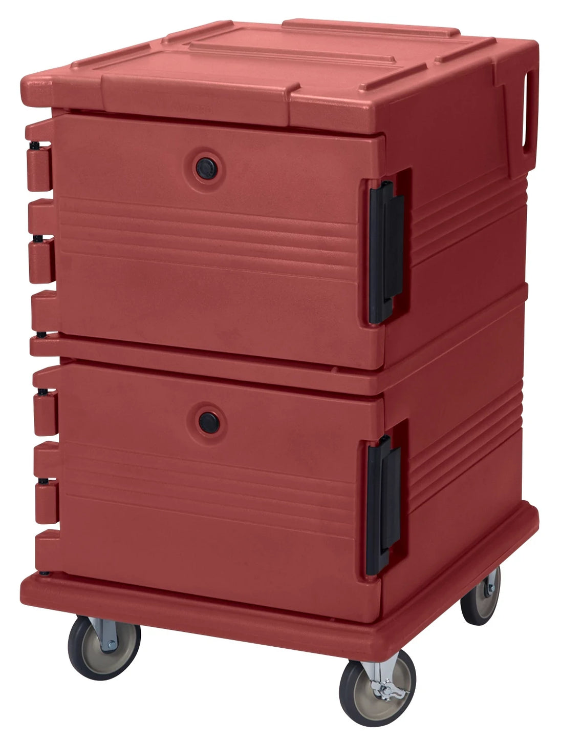 Cambro UPC1200402 insulated food transport cart in Brick Red