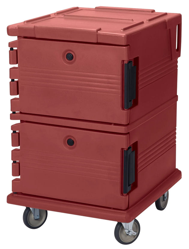 Cambro UPC1200402 insulated food transport cart in Brick Red
