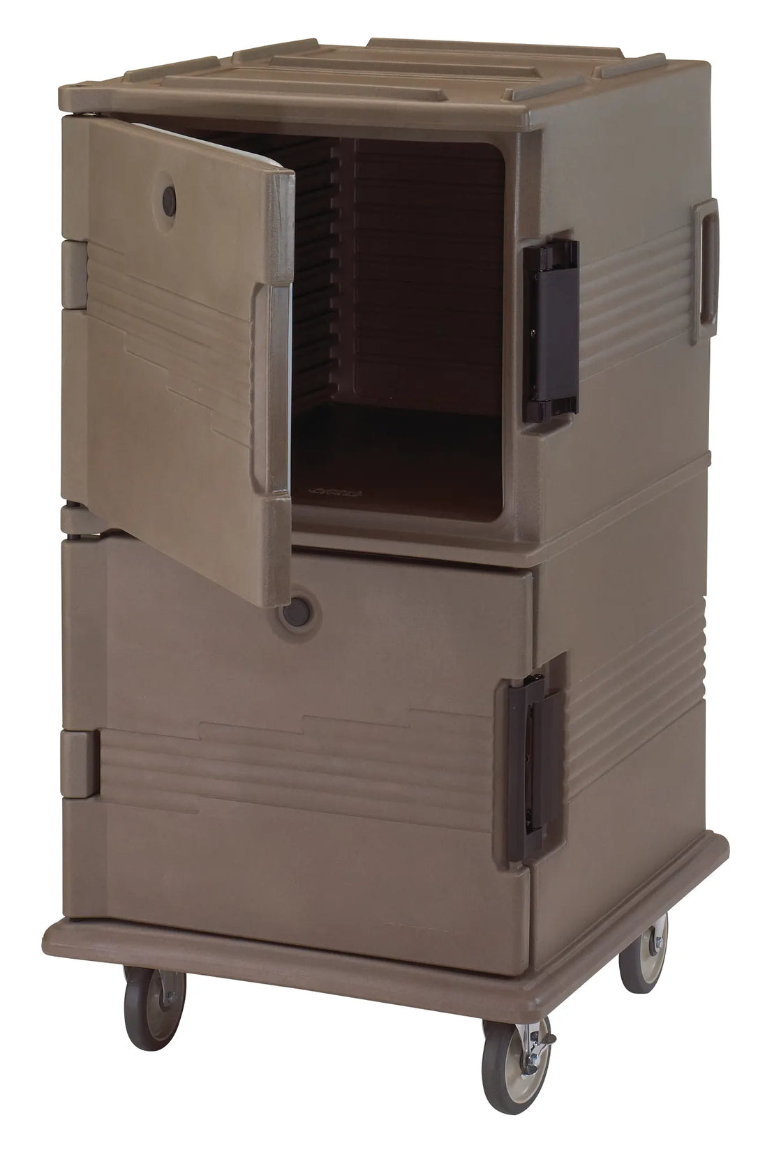 Cambro UPC1600HD194 insulated food transport cart in Granite Sand