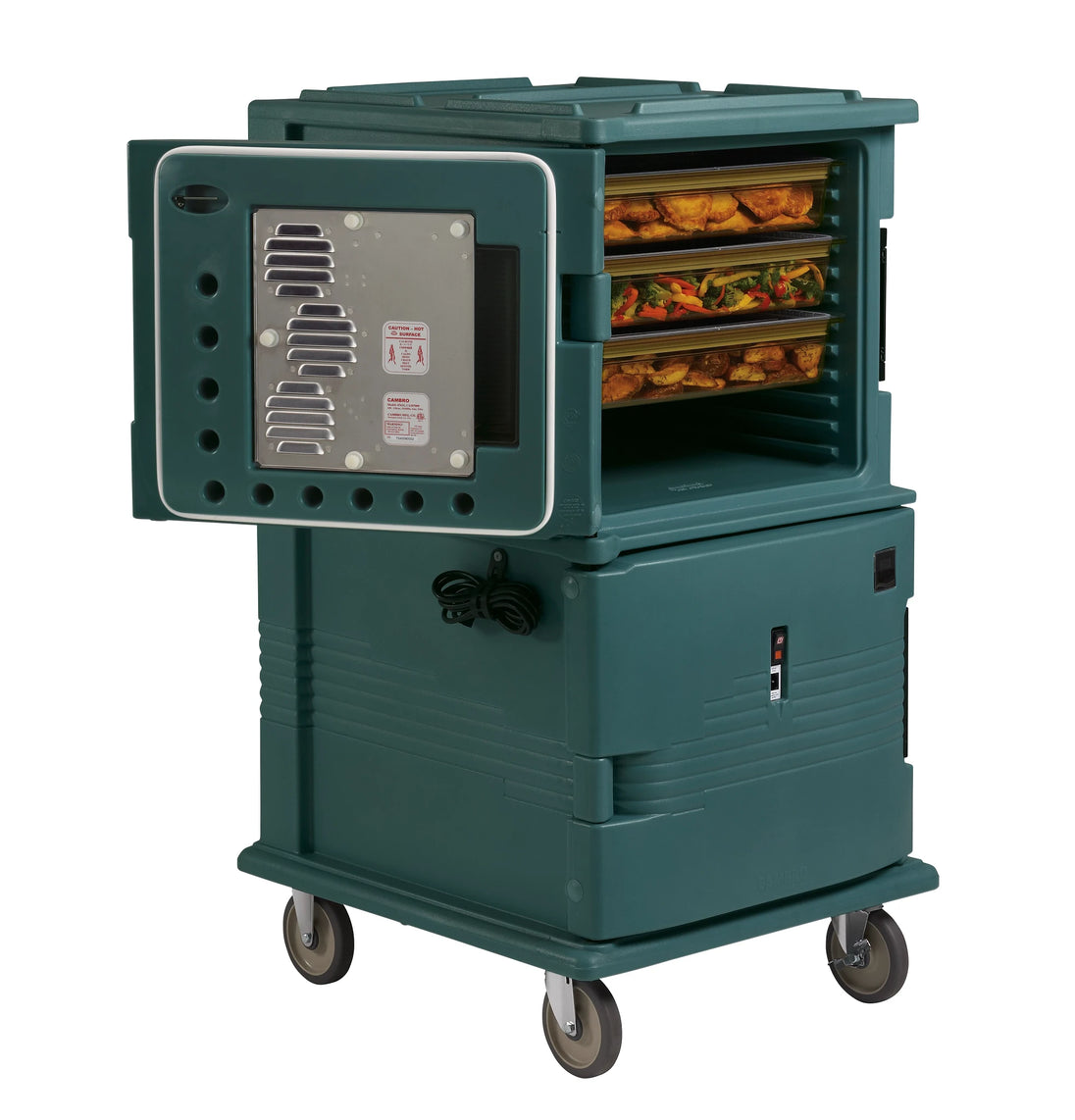 Cambro UPCH1600HD192 both doors heated electric heated food transport cart in Granite Green