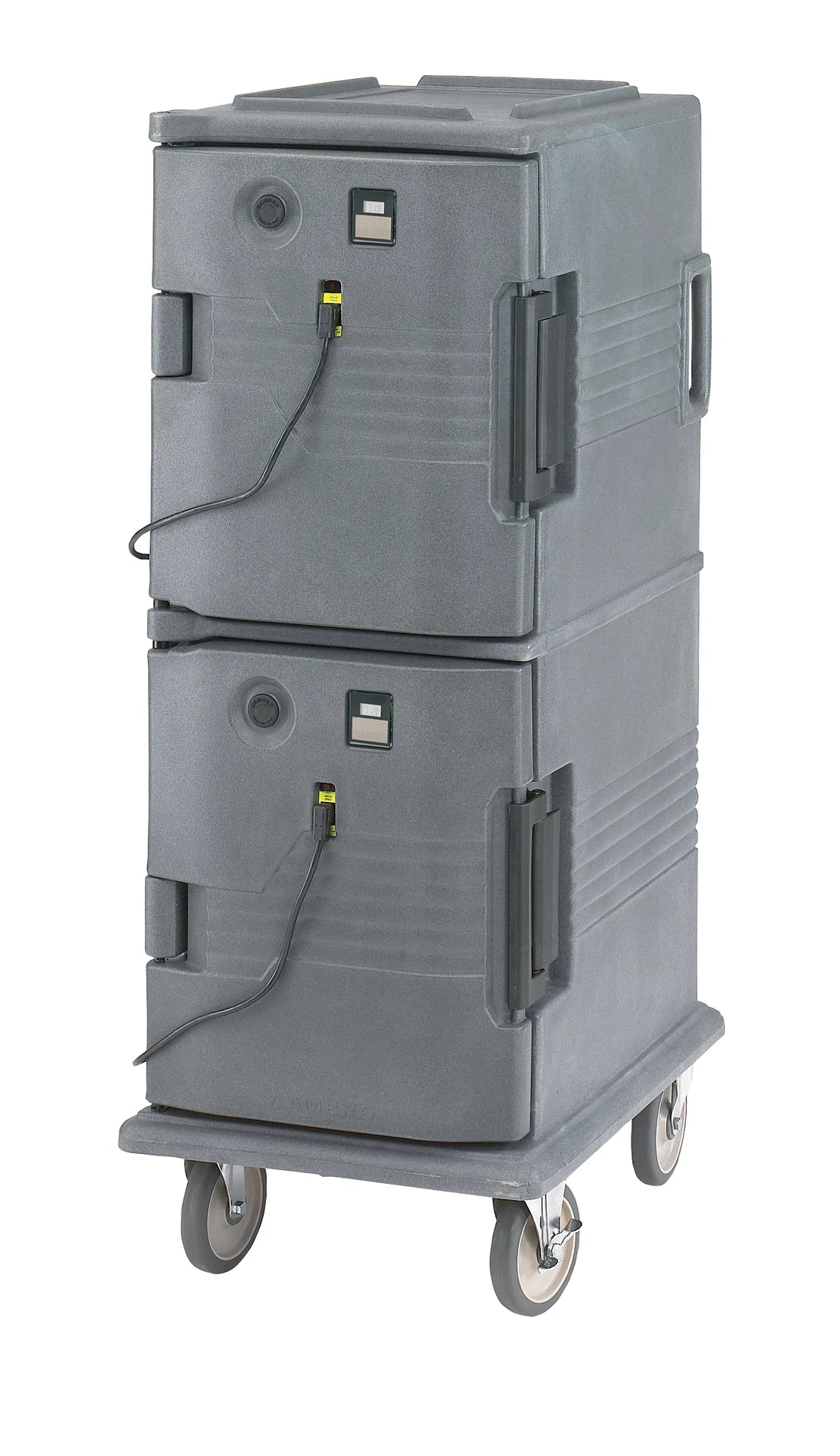 Cambro UPCH800191 both doors heated electric heated food transport cart in Granite Gray