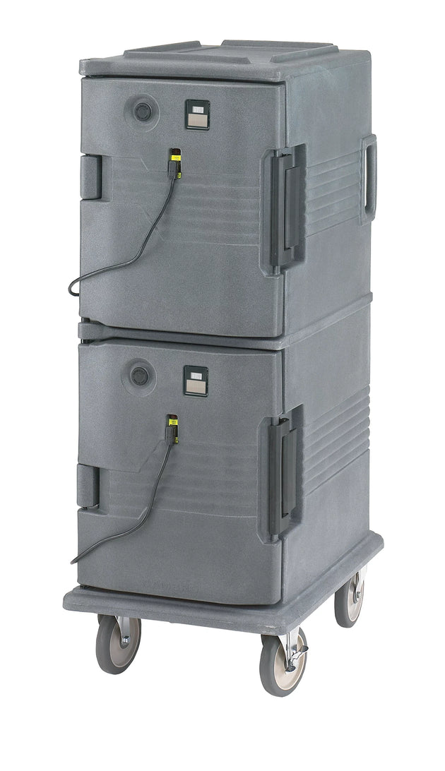 Cambro UPCH800191 both doors heated electric heated food transport cart in Granite Gray