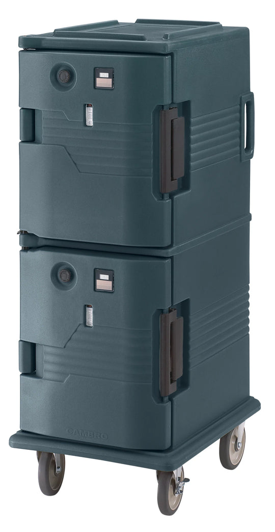 Cambro UPCH800192 both doors heated electric heated food transport cart in Granite Green