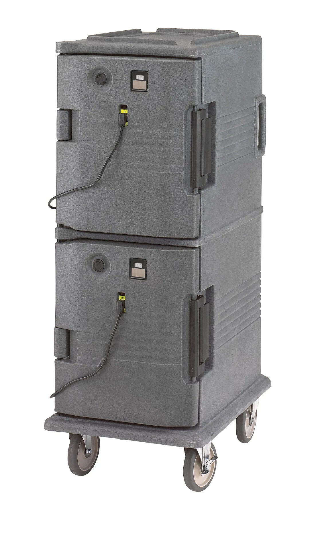 Cambro UPCH8002191 both doors heated electric heated food transport cart in Granite Gray