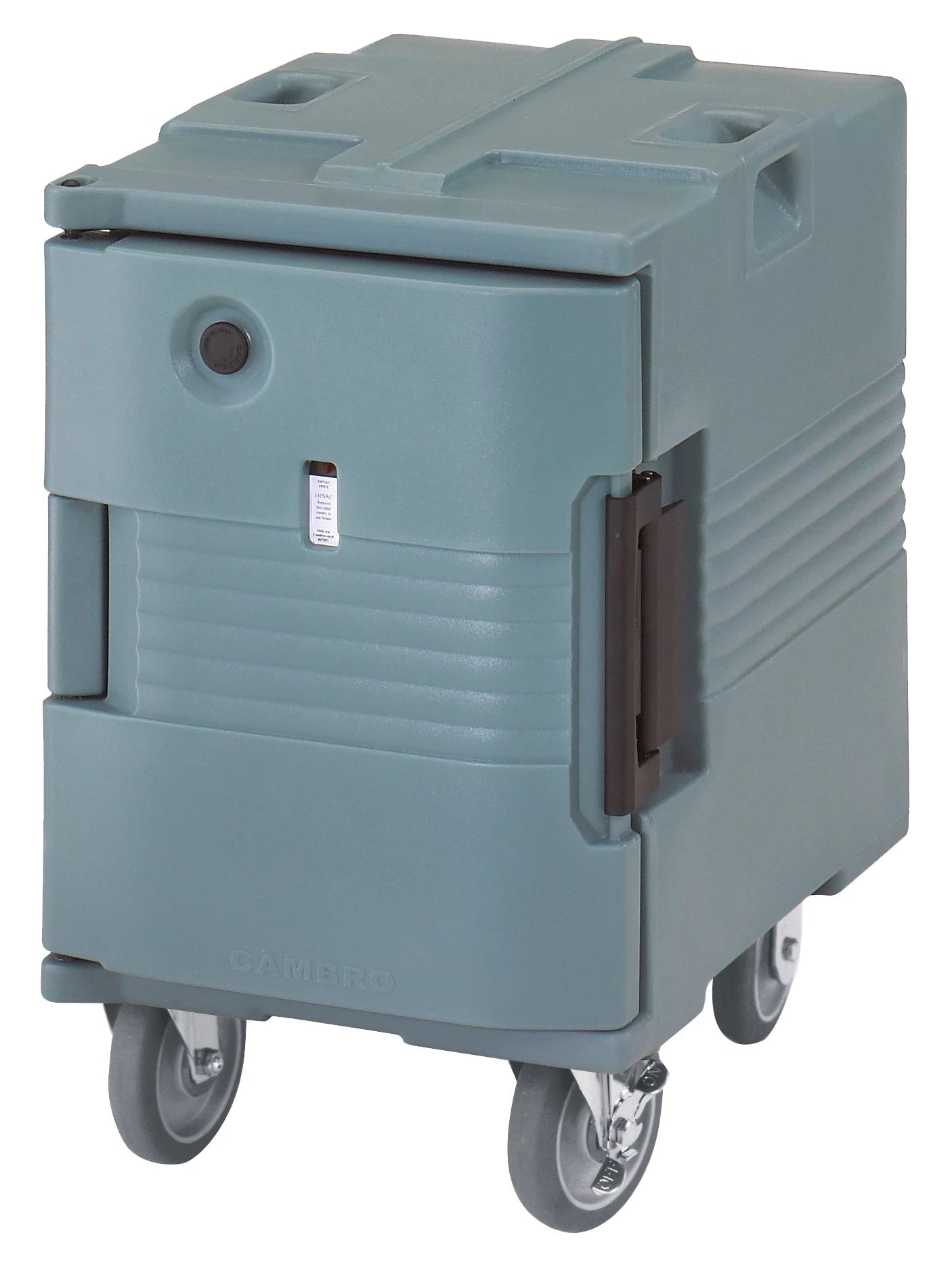 Cambro UPCHW400401 5-caster electric heated pan carrier in Slate Blue