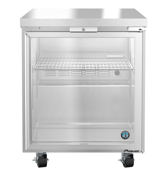 Hoshizaki UR27B-GLP01 27 inch glass door low profile undercounter refrigerator front view