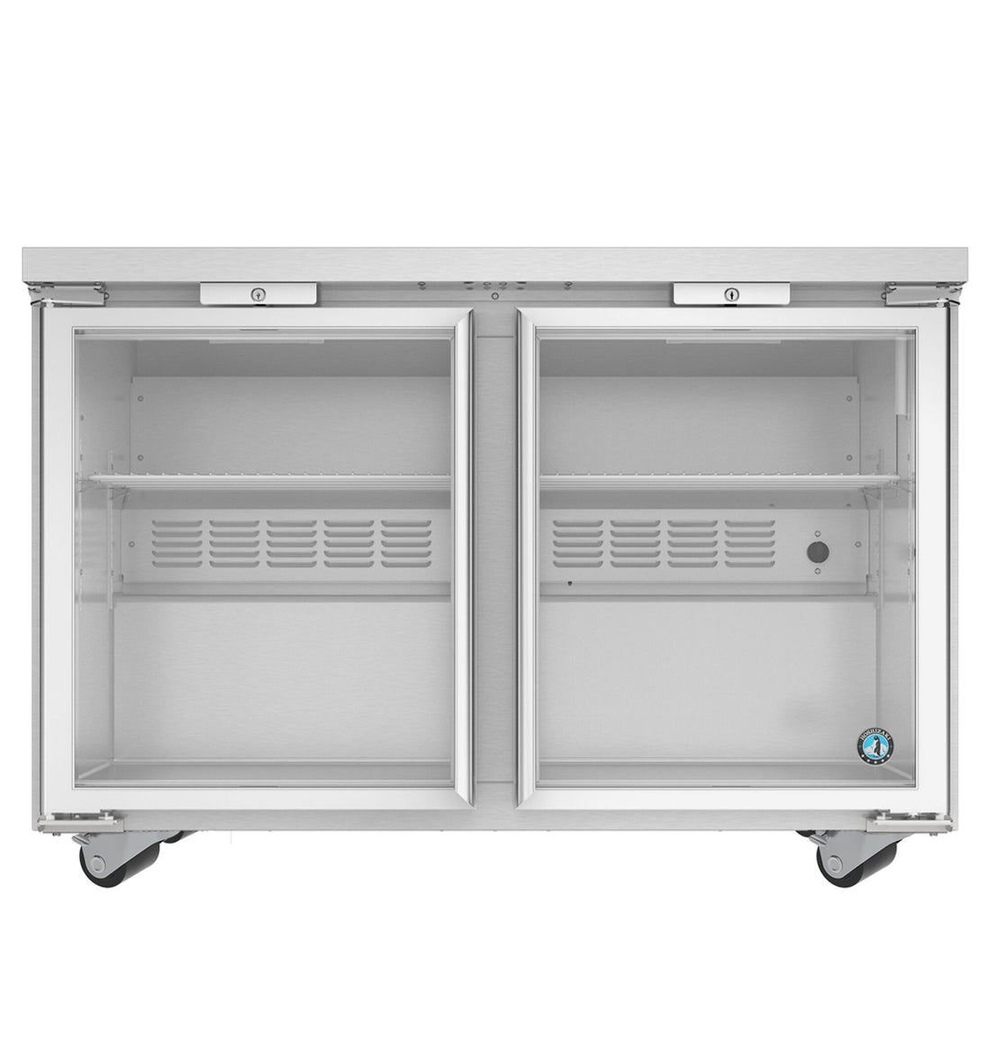 Hoshizaki UR48B-GLP01 48 inch glass door low profile undercounter refrigerator front view