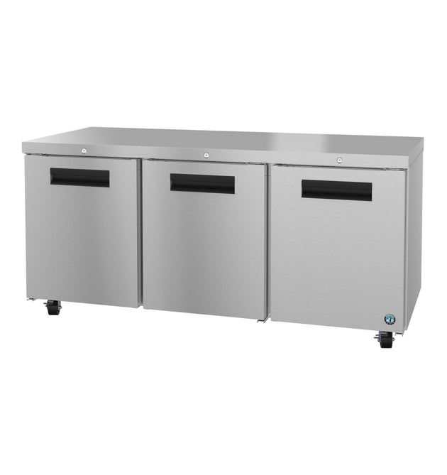 Hoshizaki UR72B-01 72 inch three section undercounter refrigerator with locking stainless doors