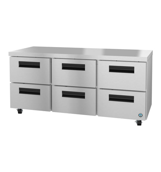 Hoshizaki UR72B-D6 72 inch undercounter refrigerator with six stainless steel drawers