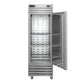 Hoshizaki VF1A-FS reach-in freezer with door open showing interior shelving