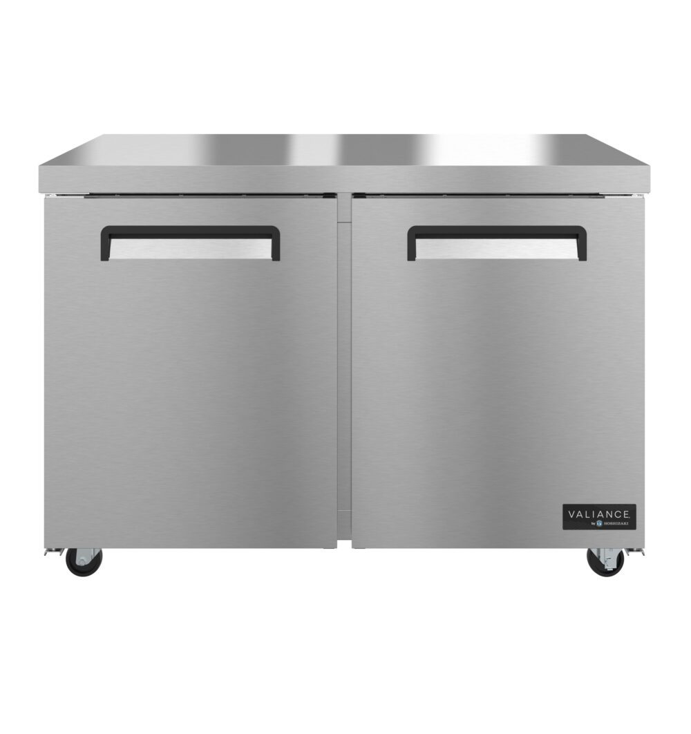 Hoshizaki VUF48A 48 inch Valiance Series two section undercounter freezer, front view