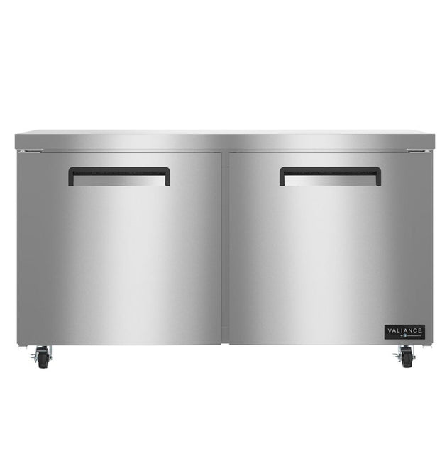 Hoshizaki VUF60A 60 inch Valiance Series two section undercounter freezer, front view