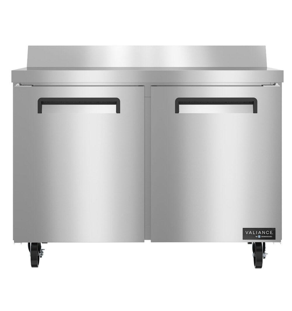 Hoshizaki VWR48A 48 inch two section worktop refrigerator, front view