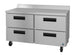 Hoshizaki WF48A-D4 48 inch two section worktop freezer with four stainless steel drawers