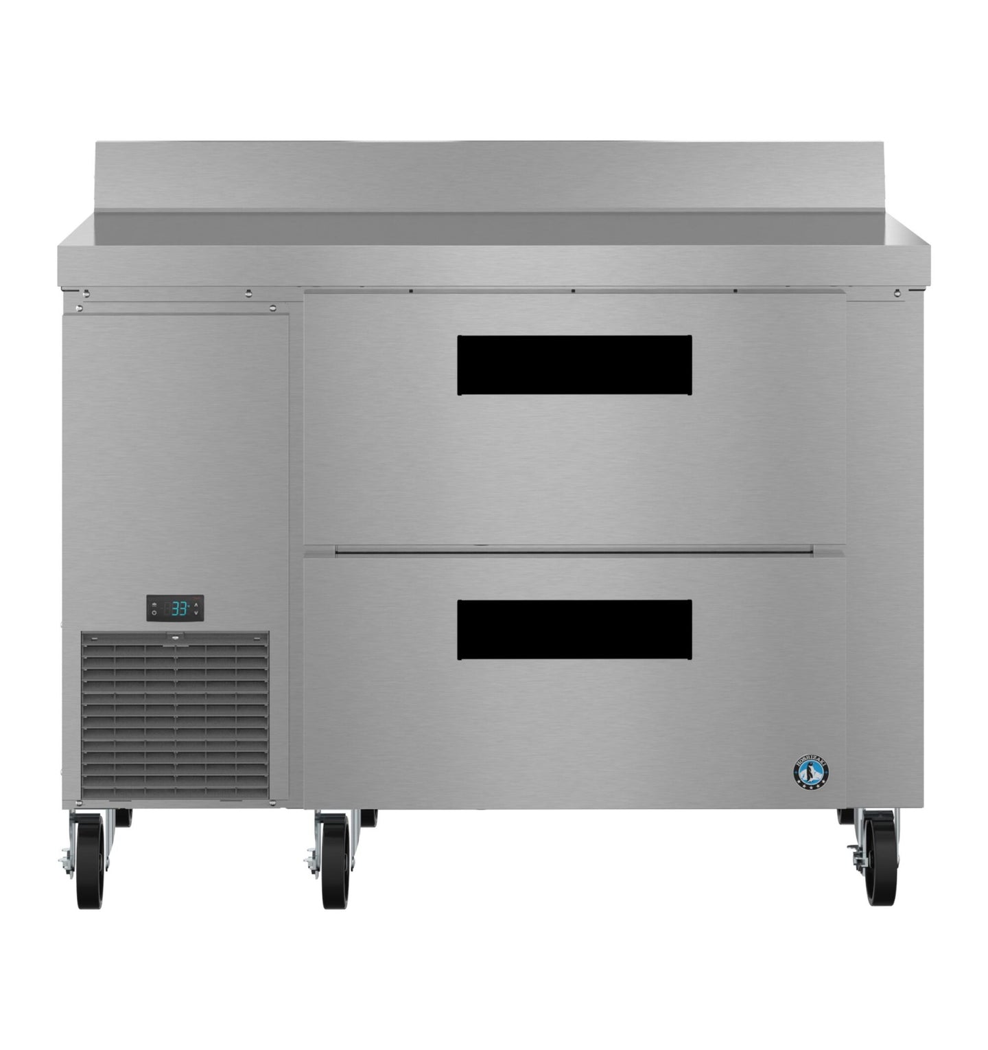 Hoshizaki WLR46B-D2 46 inch side mount worktop refrigerator with two drawers, front view
