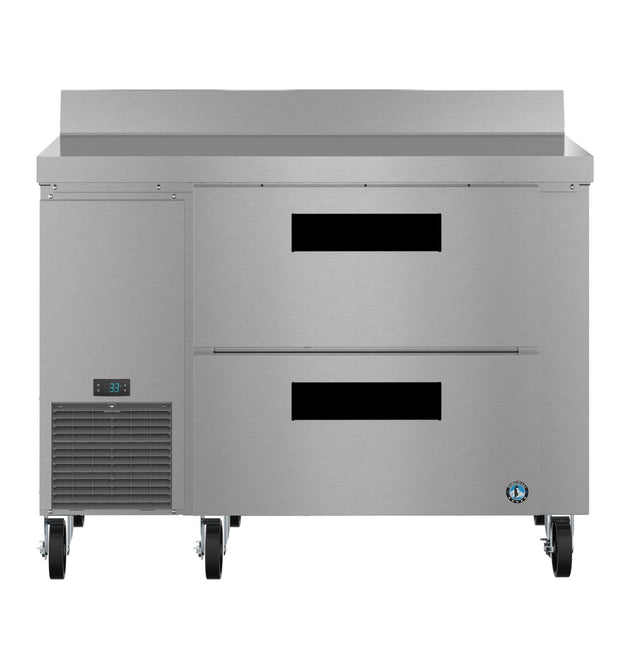 Hoshizaki WLR46B-D2 46 inch side mount worktop refrigerator with two drawers, front view