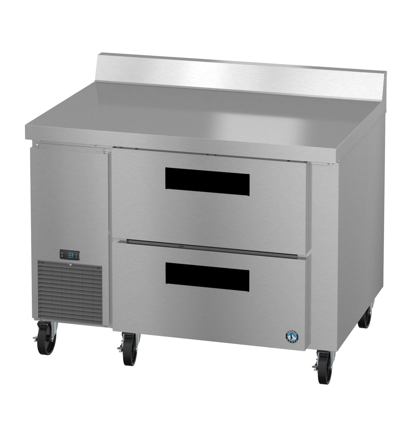 Hoshizaki WLR46B-D2 worktop refrigerator angled view showing drawer fronts
