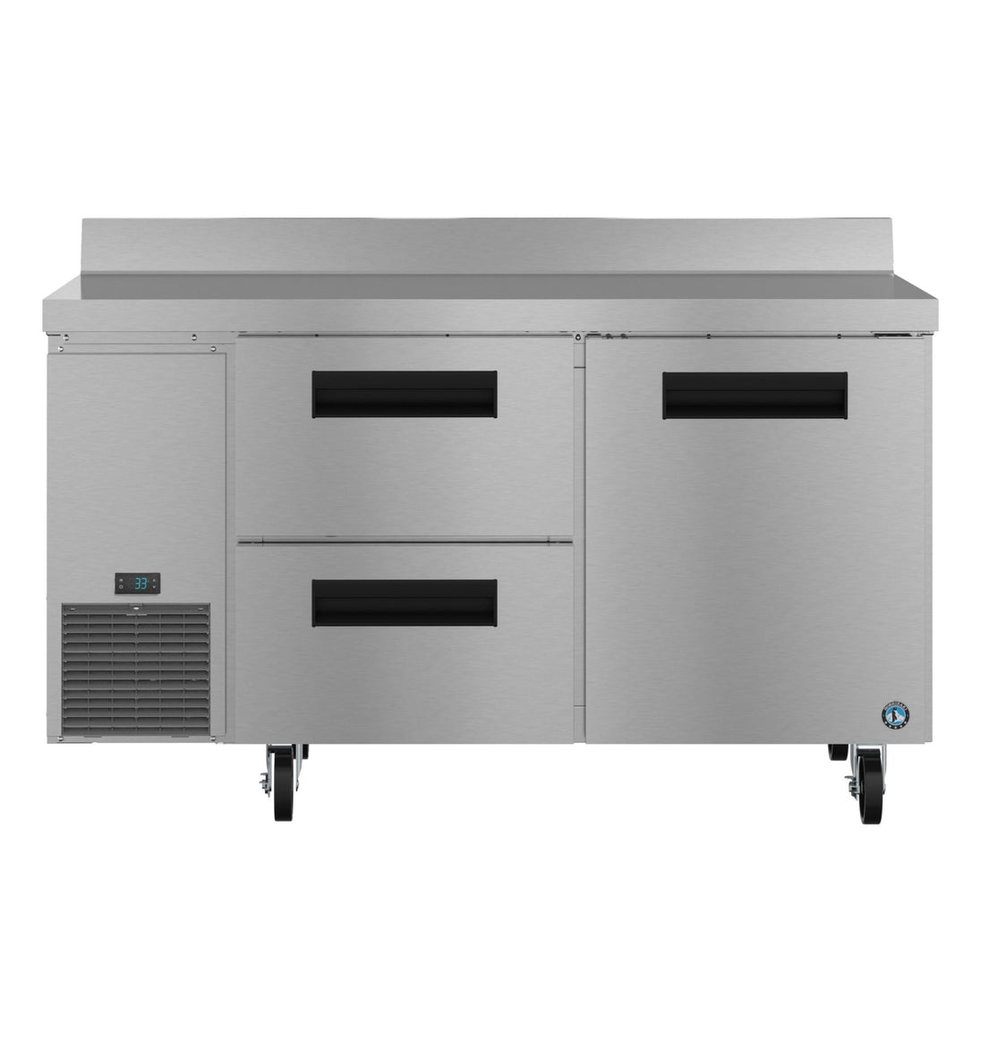 Hoshizaki WLR60B-D2 60 inch side mount worktop refrigerator with drawer and door combo, front view
