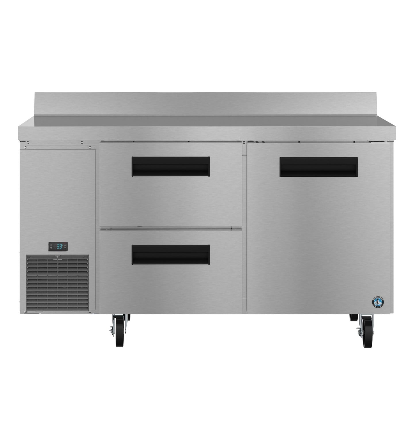 Hoshizaki WLR60B-D2 60 inch side mount worktop refrigerator with drawer and door combo, front view