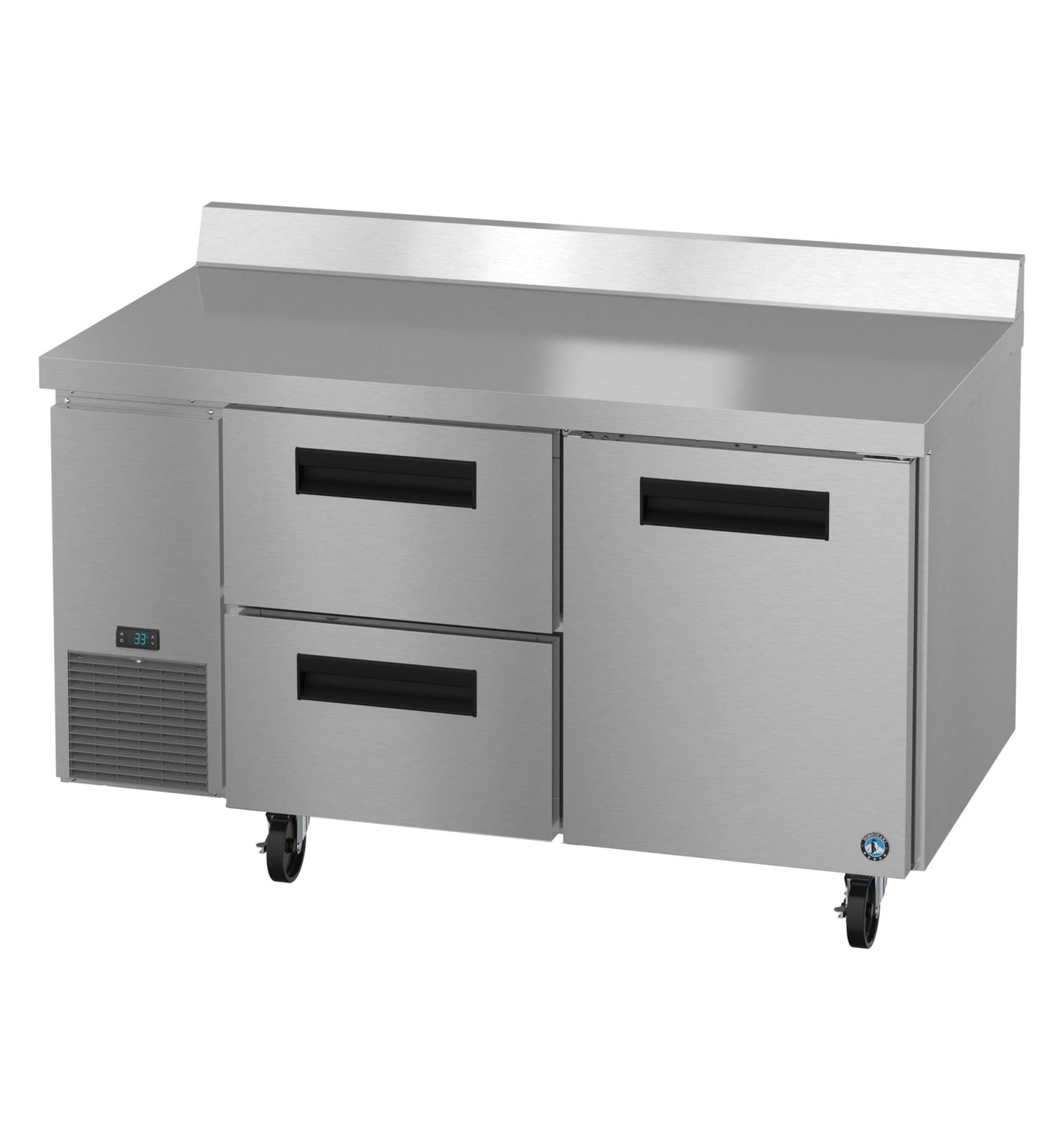 Hoshizaki WLR60B-D2 worktop refrigerator angled view showing drawer and door