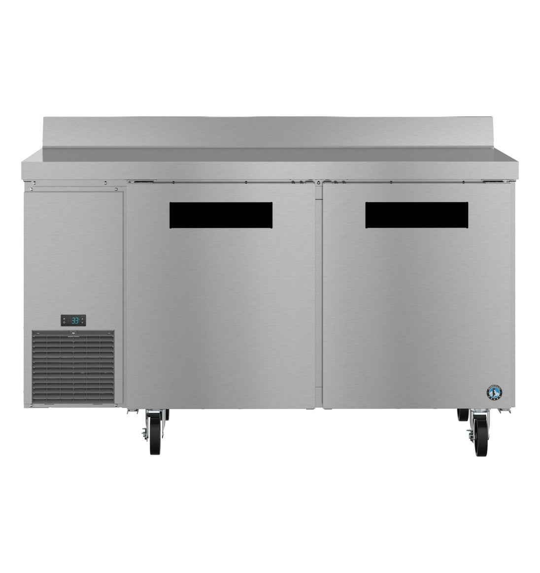 Hoshizaki WLR60B 60 inch two section side mount worktop refrigerator, front view