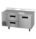 Hoshizaki WLR67B-D2 worktop refrigerator angled view showing stainless work surface