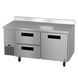 Hoshizaki WLR67B-D2 worktop refrigerator angled view showing stainless work surface