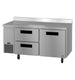 Hoshizaki WLR67B-D2 67 inch two section worktop refrigerator with one door and two drawers