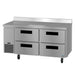 Hoshizaki WLR67B-D4 67 inch two section worktop refrigerator with four stainless drawers