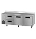 Hoshizaki WLR93B-D2 93 inch three section worktop refrigerator with two doors and two drawers