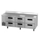 Hoshizaki WLR93B-D6 worktop refrigerator angled view showing six drawer fronts