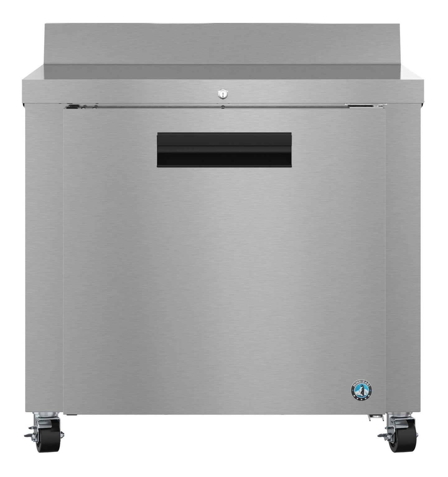 Hoshizaki WR36B-01 36 inch worktop refrigerator with locking stainless door, front view