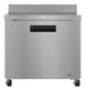 Hoshizaki WR36B-01 36 inch worktop refrigerator with locking stainless door, front view