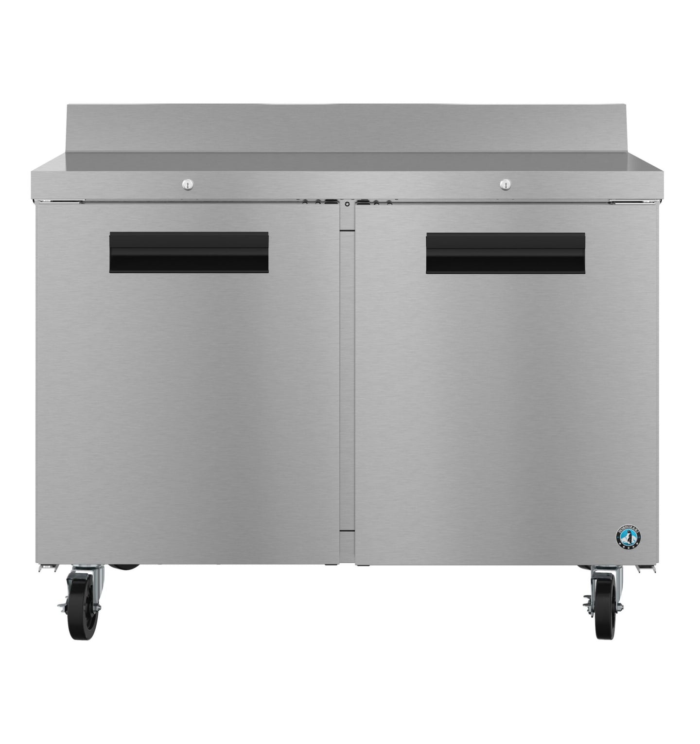 Hoshizaki WR48B-01 48 inch two section worktop refrigerator with locking doors, front view