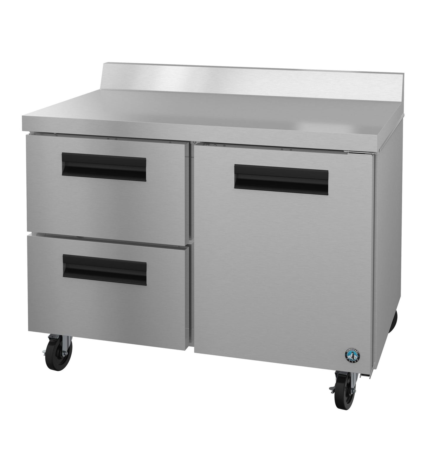 Hoshizaki WR48B-D2 48 inch two section worktop refrigerator with one door and two drawers