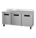 Hoshizaki WR72B-01 72 inch three section worktop refrigerator with locking stainless steel doors
