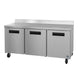 Hoshizaki WR72B-01 72 inch three section worktop refrigerator with locking stainless steel doors