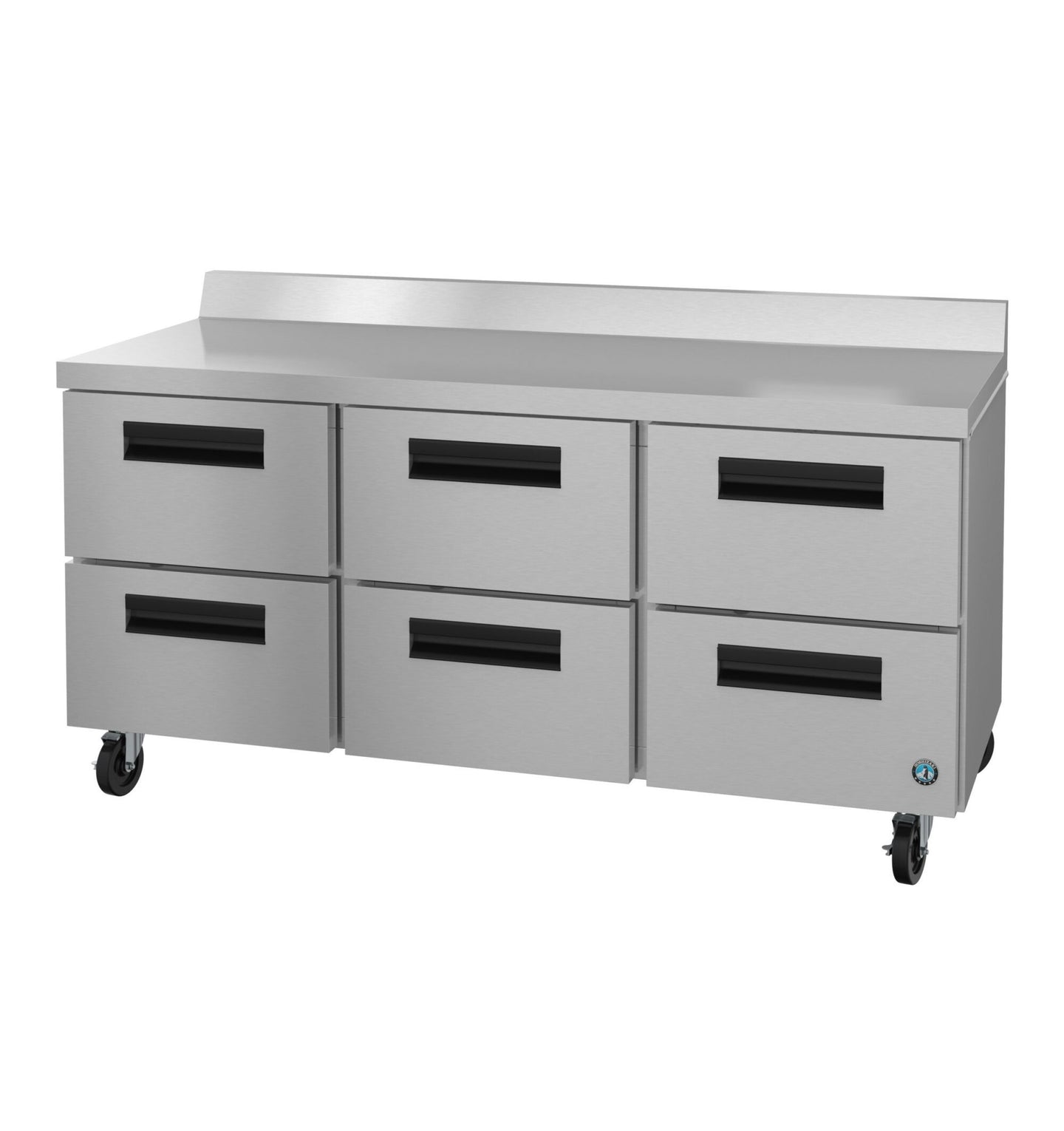 Hoshizaki WR72B-D6 72 inch three section worktop refrigerator with six stainless steel drawers