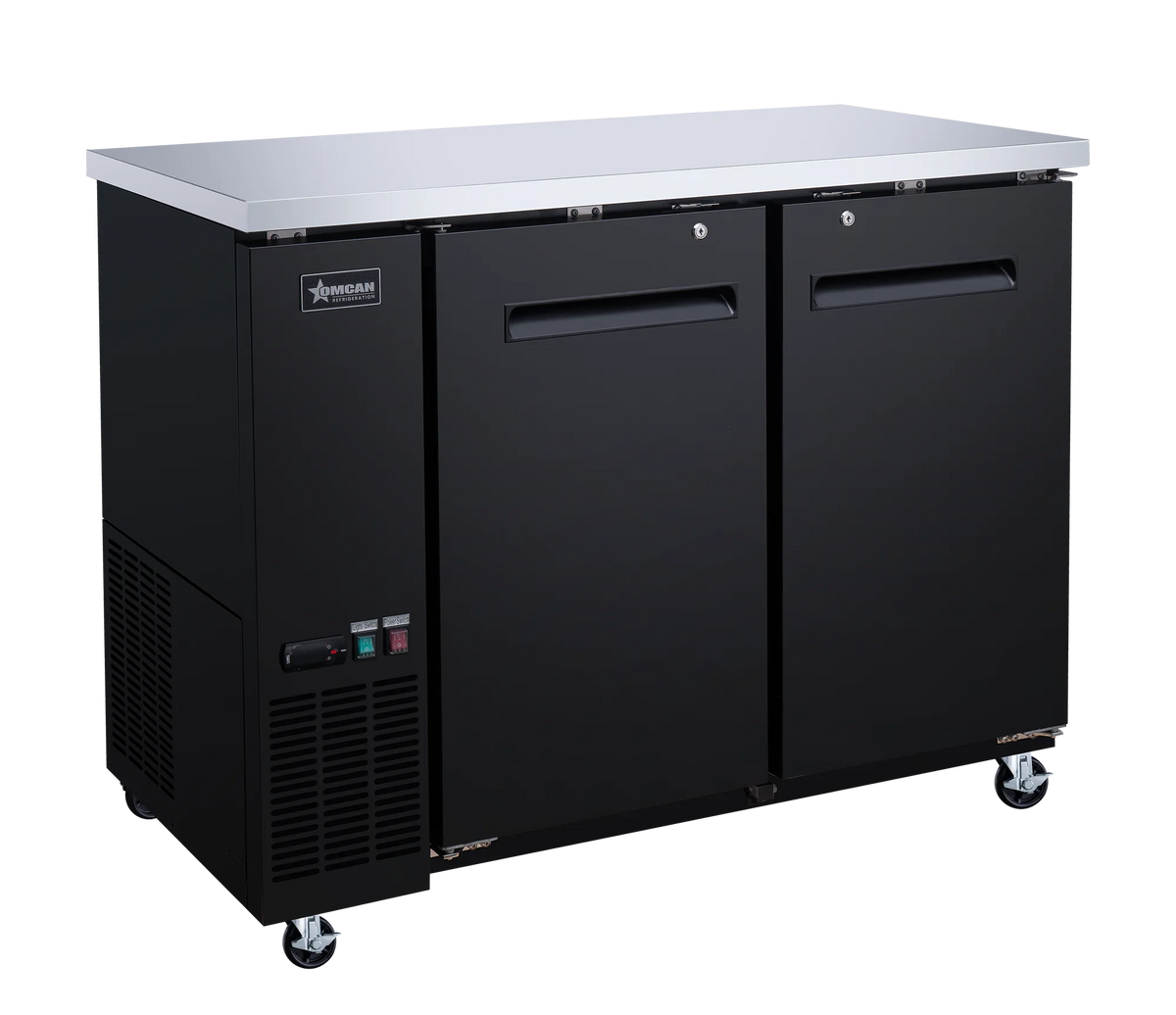 Omcan BB-CN-0012-SH 49 inch two solid door back bar cooler black