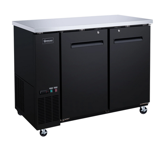 Omcan BB-CN-0012-SH 49 inch two solid door back bar cooler black