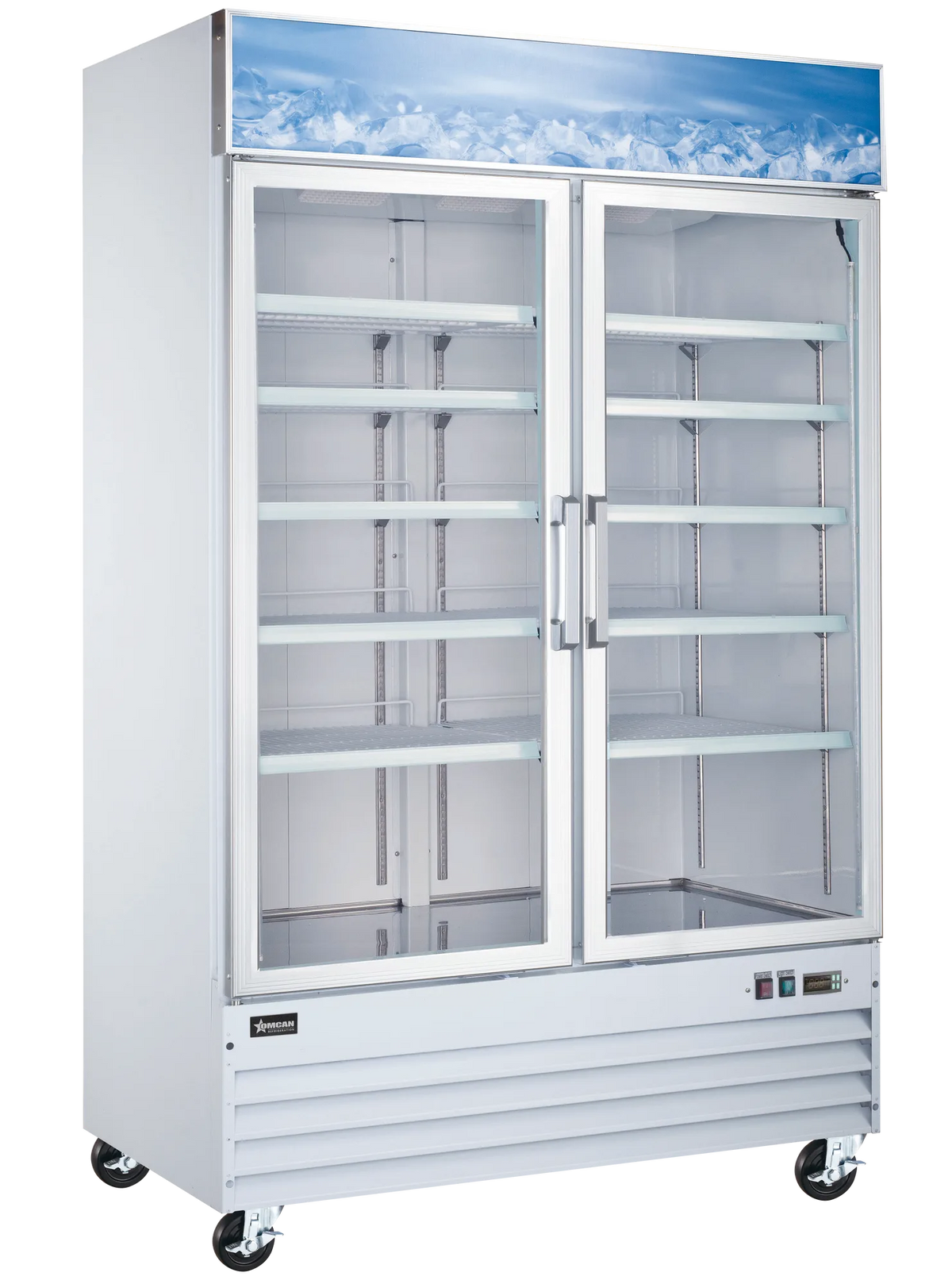 Omcan FR-CN-0045-HC 53 inch white two glass door display freezer