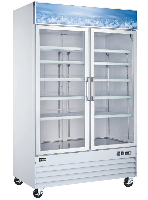 Omcan FR-CN-0045-HC 53 inch white two glass door display freezer