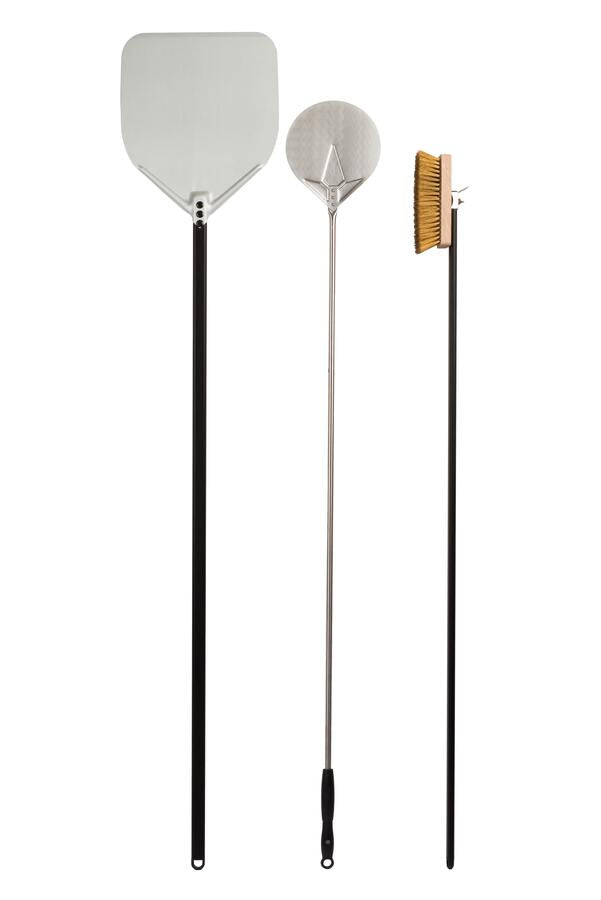 Omcan 48463 pizza shovel and oven brush three piece set