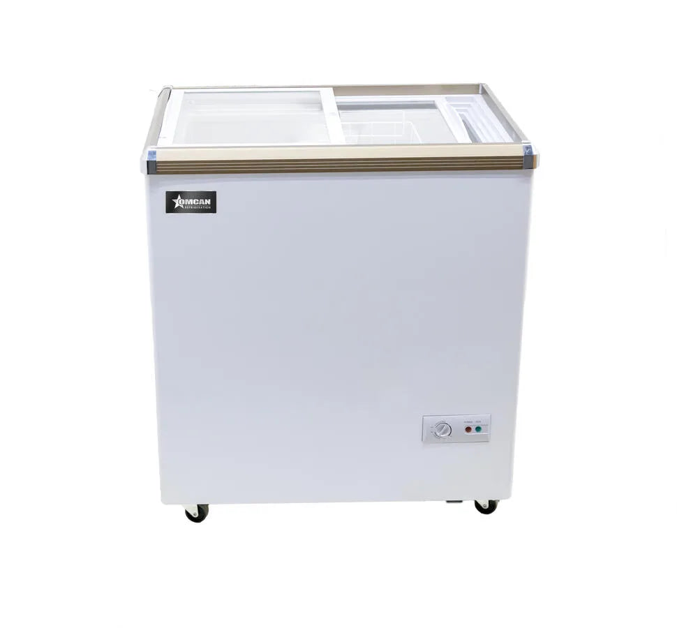 Omcan FR-CN-0150 29 inch ice cream display chest freezer with flat glass top