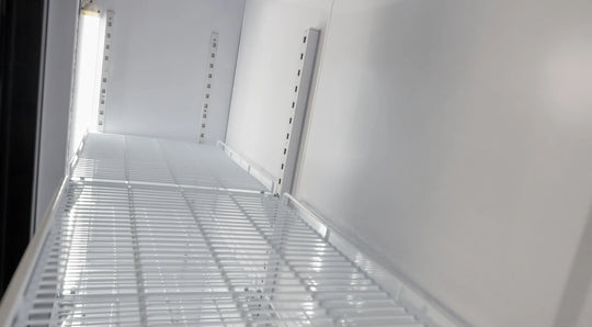 Omcan RE-CN-1000B display refrigerator angled view